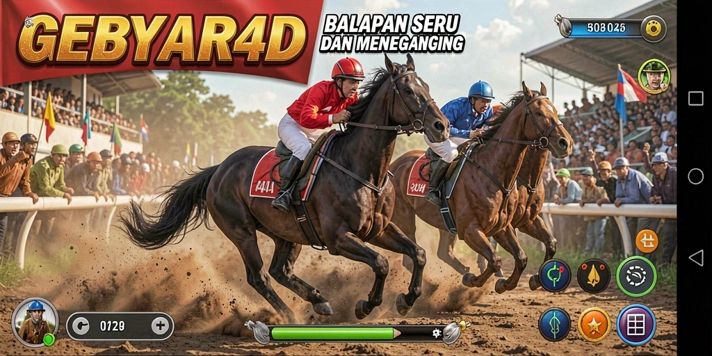 Tampilan gameplay GEBYAR4D yang menegangkan dan seru.