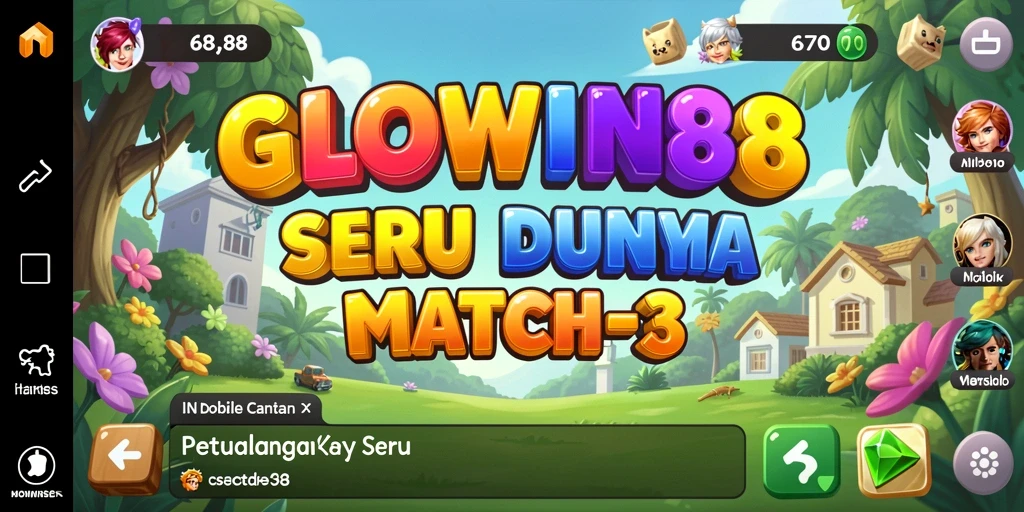 Gameplay seru GLOWIN88 dalam dunia Match-3 yang penuh warna.
