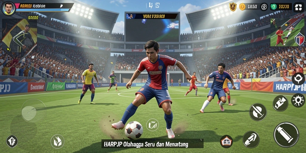 Tangkapan layar gameplay HARAPJP menampilkan aksi olahraga yang intens.