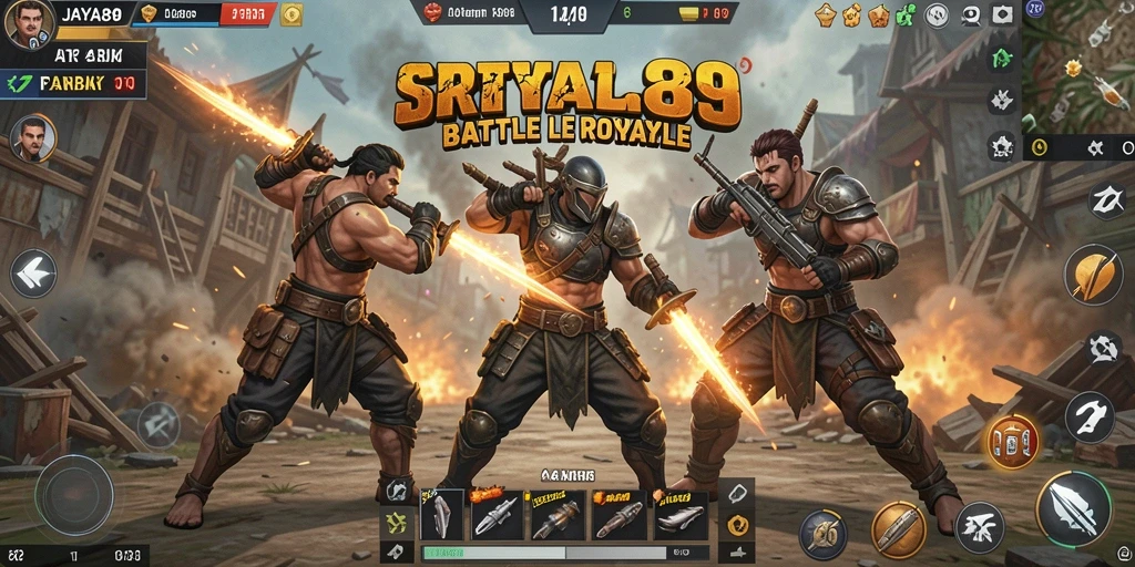 Screenshot gameplay JAYA89 yang menunjukkan pertarungan seru di Battle Royale.