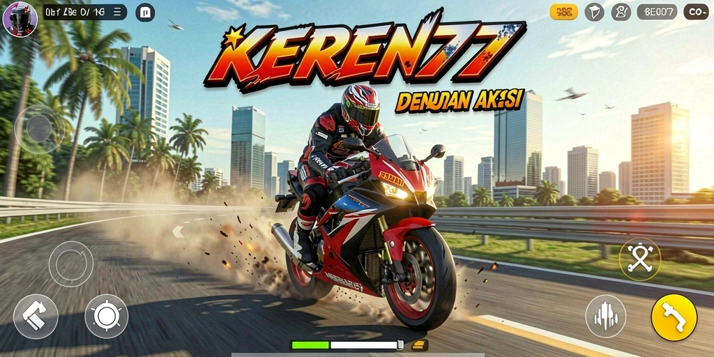 Tampilan aksi seru balapan motor di KEREN77.