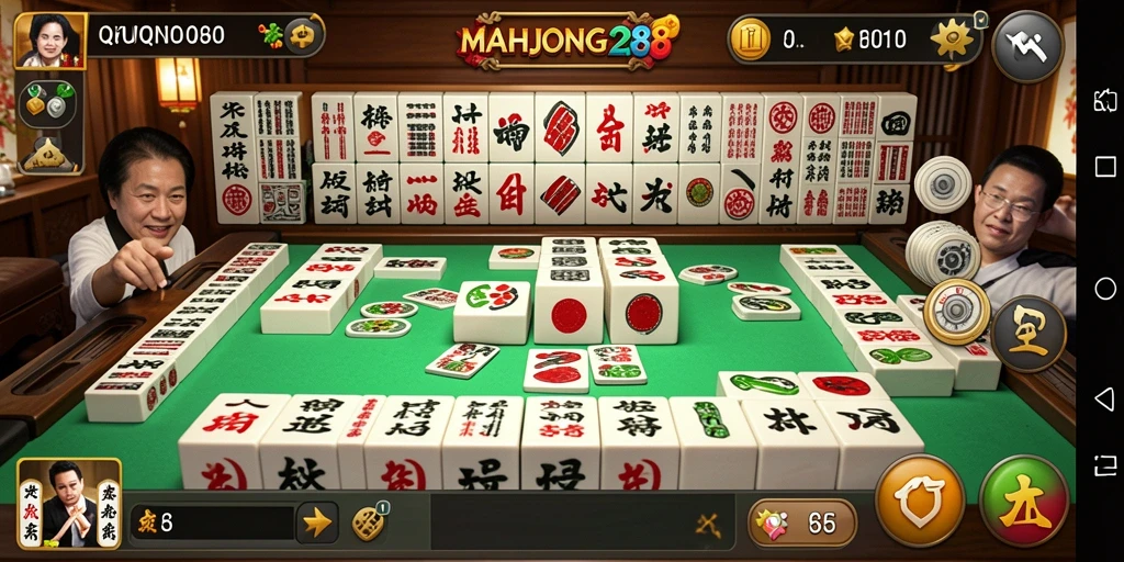 Tampilan gameplay seru dalam permainan QiuQiu MAHJONG288.