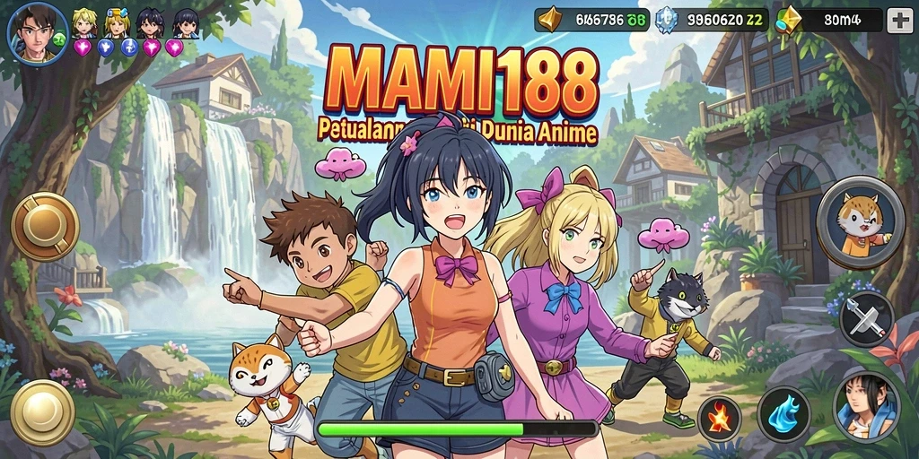 Tampilan gameplay MAMI188 dengan aksi karakter anime yang seru.