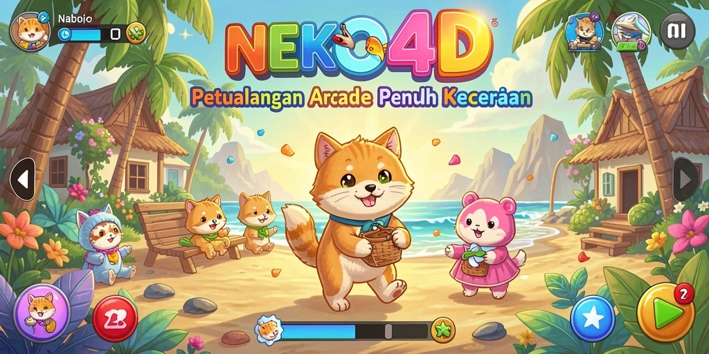 Tampilan gameplay seru NEKO4D yang penuh warna.