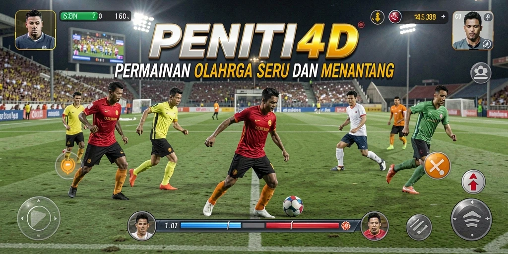 Screenshot gameplay PENITI4D menampilkan aksi seru di lapangan olahraga.