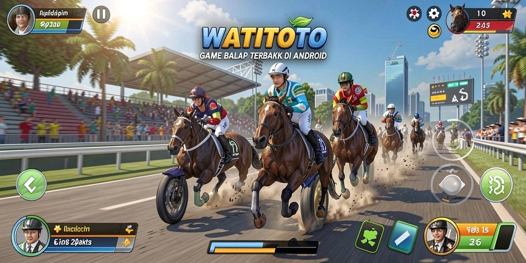 Screenshot gameplay WATITOTO yang menampilkan aksi balapan mendebarkan.