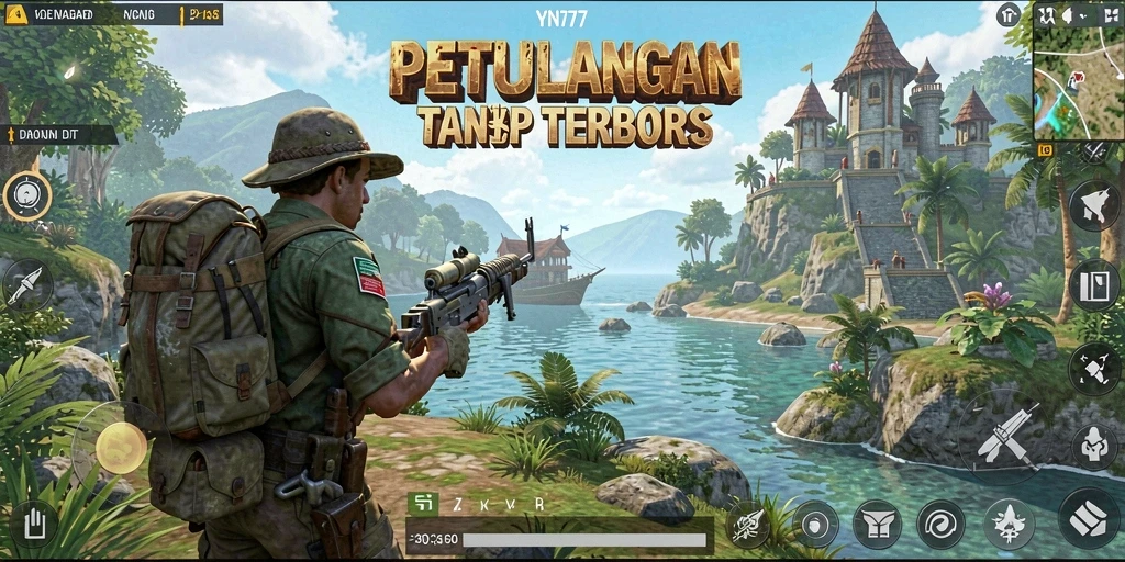 Tangkapan layar permainan YN777 yang menampilkan petualangan epik di dunia terbuka.
